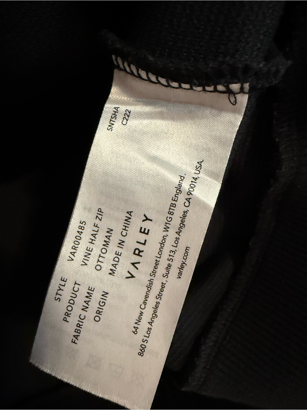 Anthropologie Varley Vine Black Zip-Front Sweatshirt with Gold Trim - Picture 7 of 14